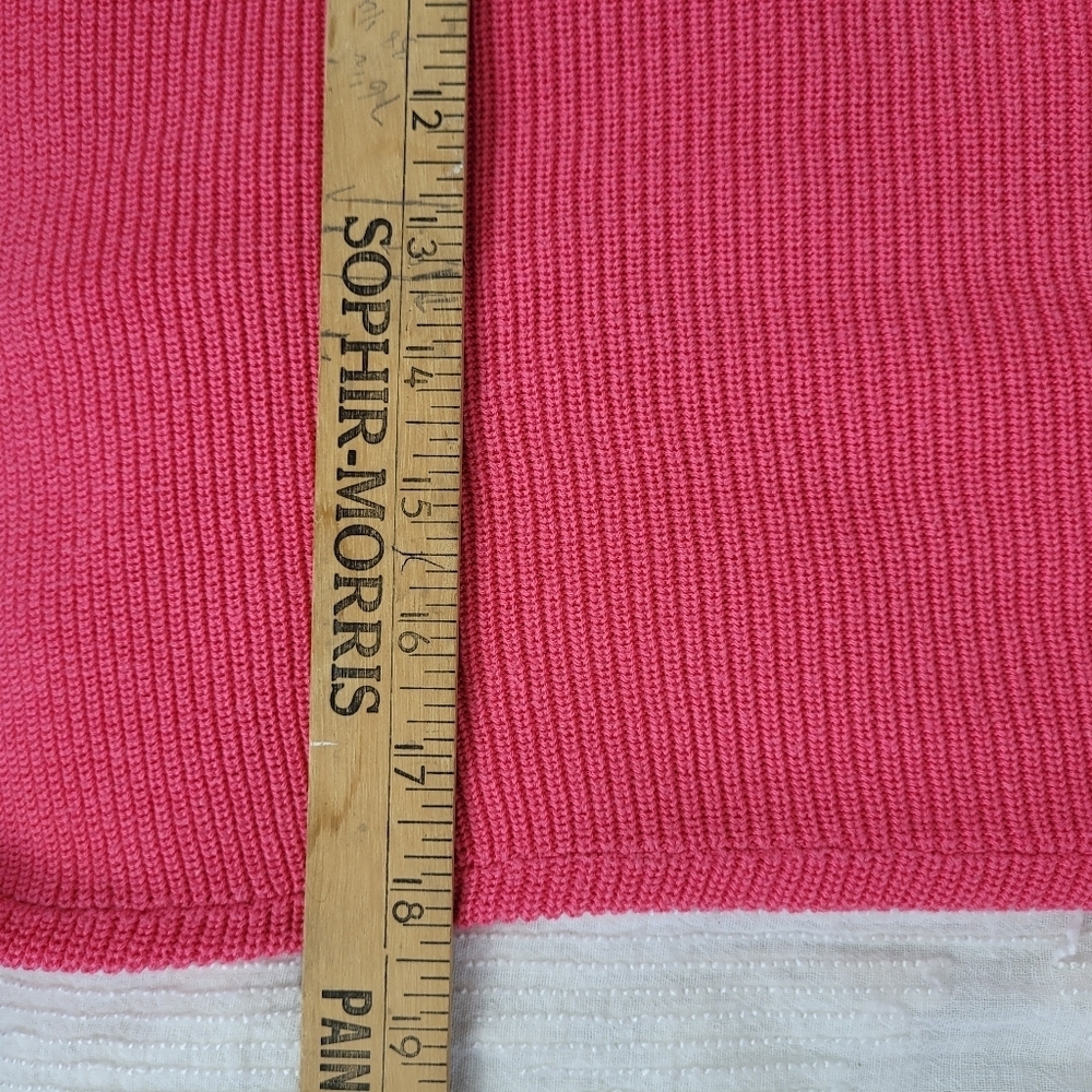 Tommy Bahama boatneck long sleeve ribbed cotton blend hot pink sweater beach PS - Picture 6 of 10